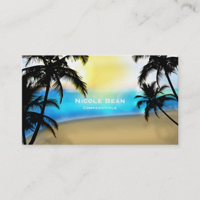 Plage de jour & Palm Trees Carte de visite tropica (Devant)