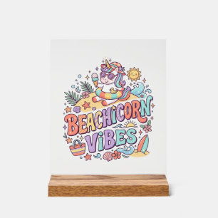 Plage de Licorne Vibes Fantaisiste Fond Blanc