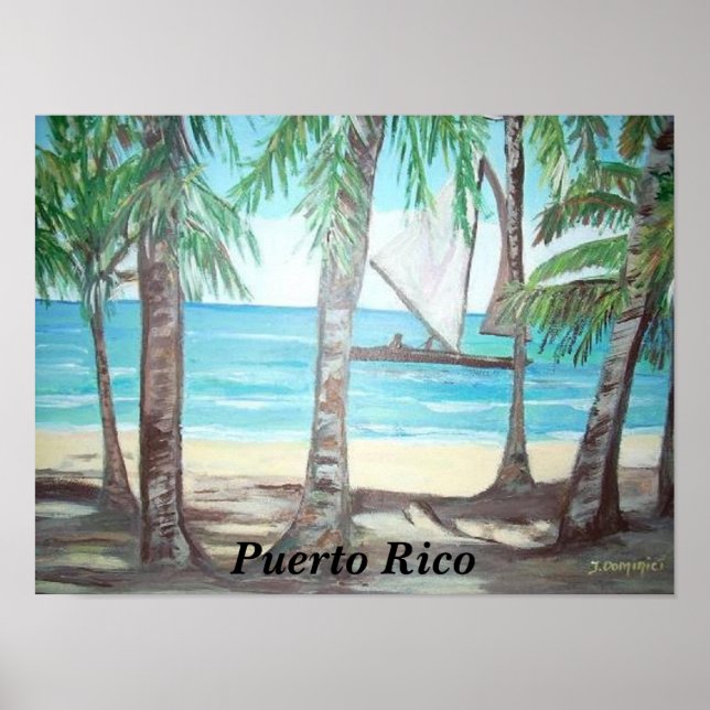 Plage de Luquillo, affiche Porto Rico (Devant)