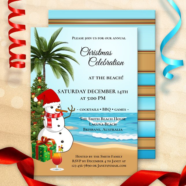 Plage de Noël colorée Fête Invitation (Créateur téléchargé)