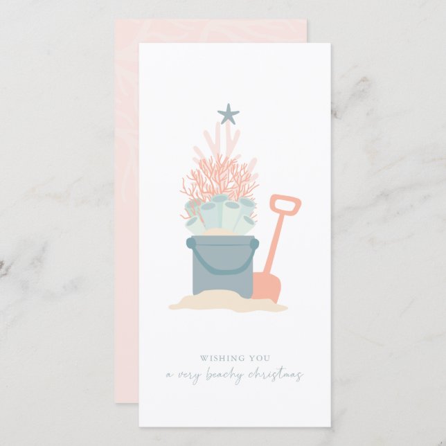 Plage de Noël de la côte Carte de vacances (Devant / Derrière)