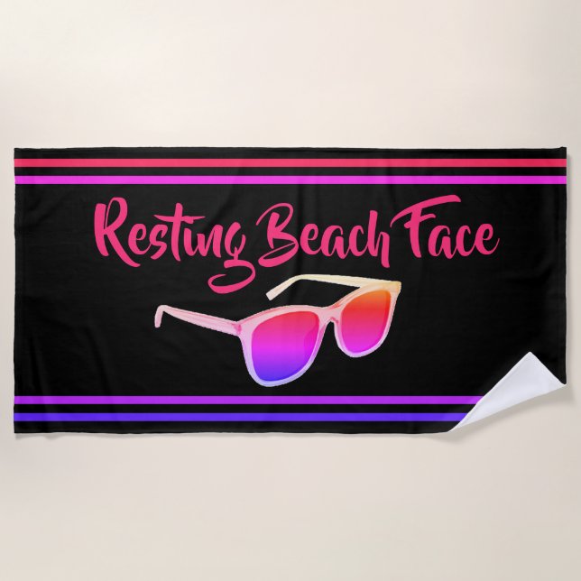 Plage de Reting Face Serviette de plage noire et b (Devant)