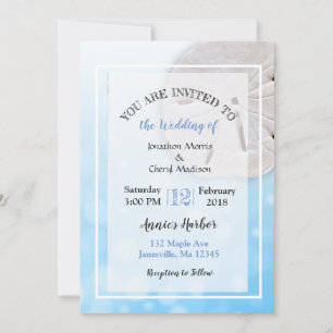 Plage de sable Dollar Thème Mariage Invitations