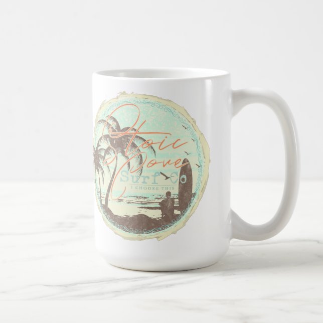 Plage de Surf stoïque Océan Palmiers - Mug (Droite)