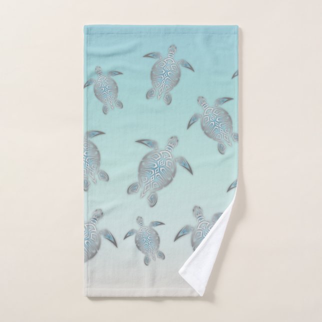 Plage de Tortues Argent Style côte Turquoise (Serviette à main)