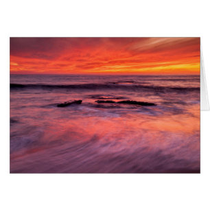 Plage de Windansea, coucher de soleil rouge