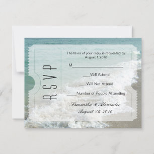 Plage Destination Mariage Billet Invitation RSVP