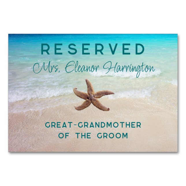 Plage Destination Mariage Réservé Cartes de siège (Devant)