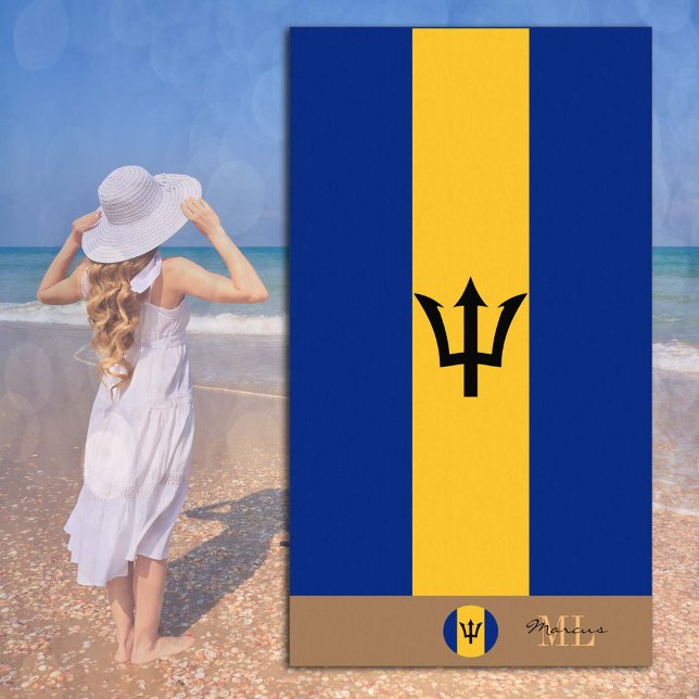 Plage Drapeau de la Barbade & monogrammed / serviette de (Créateur téléchargé)