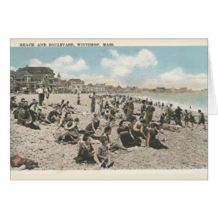 Plage et Boulevad, Winthrop, MA carte postale vint