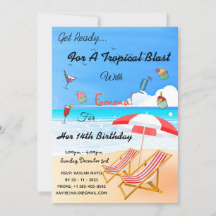 Plage Été Tropical Invitation 14e anniversaire