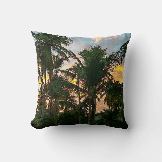 Plage exotique Palmiers Jeter Oreiller (Recto)