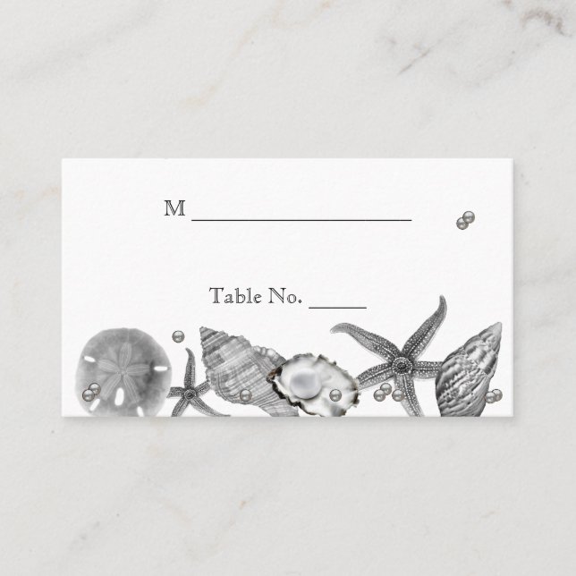 Plage glamour en argent Mariage Cartes de Place (Devant)