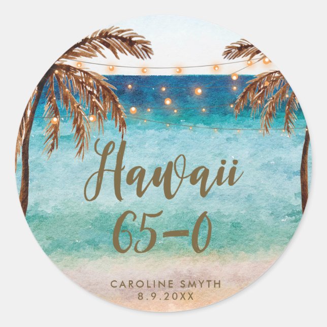 plage Hawaii 65 0 soixante-cinq ans autocollant (Devant)