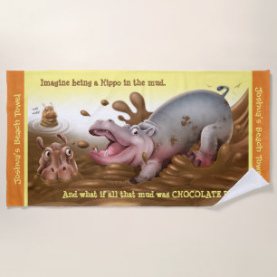 Plage Hippopotames boueux de serviette de plage. Bord
