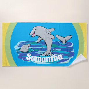 Plage Joli dauphins brillant dessin animé serviette de p