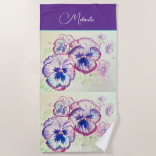 Plage Jolie serviette en aquarelle violette à motif de p