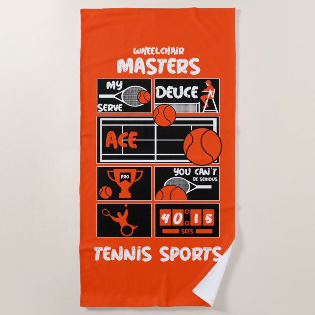 Plage Joueurs de tennis en fauteuil roulant Serviette de (Devant)