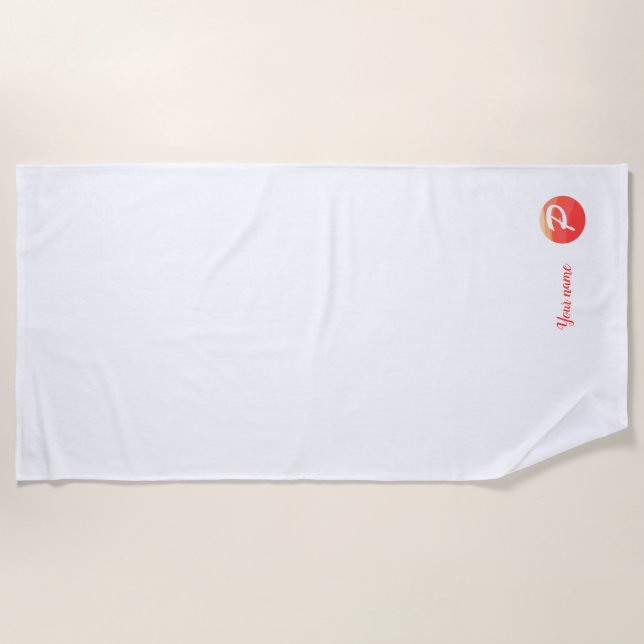 Plage Lettre ondulée orange monogramme P serviette de pl (Devant)