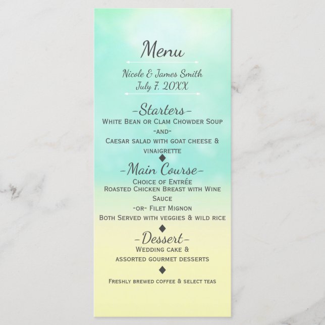 Plage Look Ombre Ocean & Sand Menu Mariage (Devant)