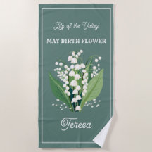 Mai Fleur de naissance Nom personnalisé Serviette