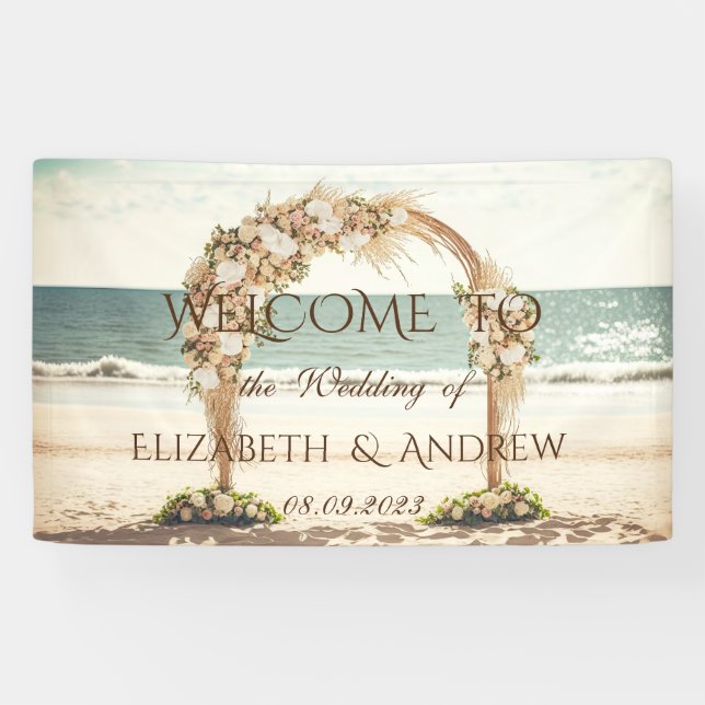 Plage Mariage Arbor Rosesl Bannière Mariage (Horizontal)