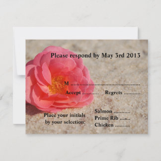 Plage Mariage Cartes de réponse - Rose sur sable