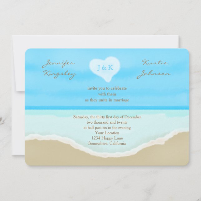 Plage Mariage Invitations aquarelle (Devant)