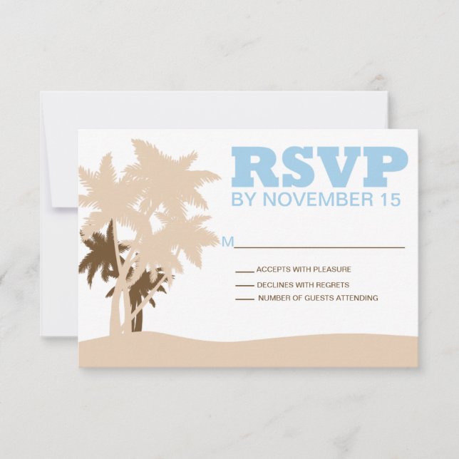 Plage Mariage Palmiers RSVP Cartes Modèles (Devant)