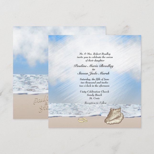 Plage Mariage Thème Invitation (Devant / Derrière)