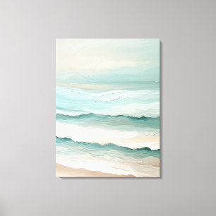 Plage Minimaliste Waves Pastel Vert Doux Toile Env