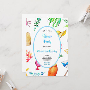 PLAGE MULTICOLOR ANNIVERSAIRE DE FÊTE INVITATION