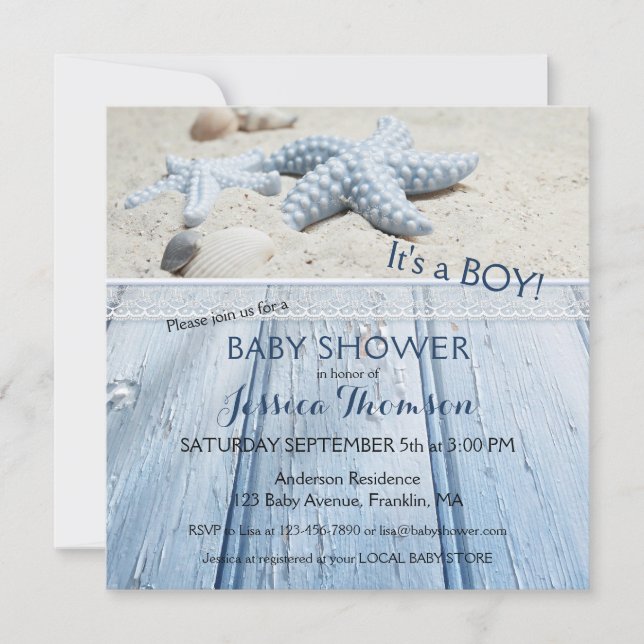 Plage nautique Baby Boy Shower Invitation (Devant)