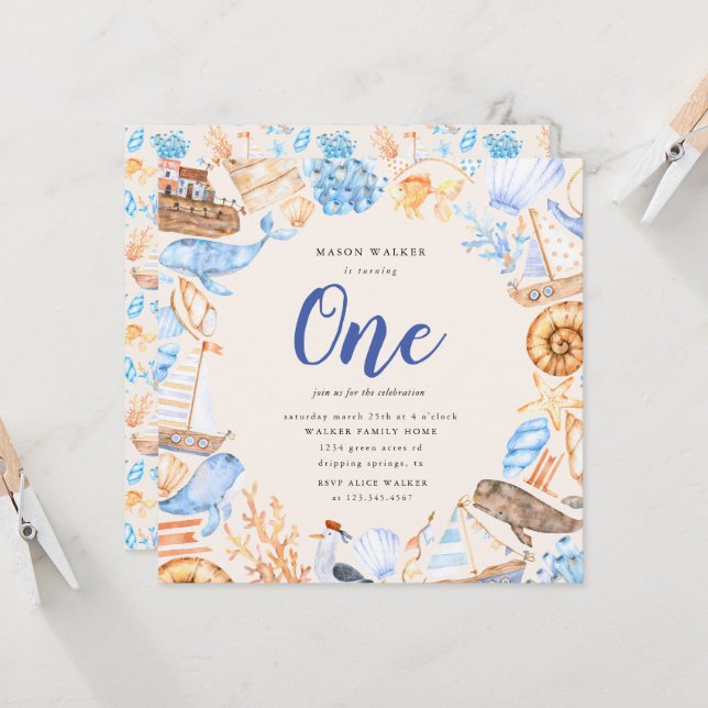 plage nautique enfants première invitation (Devant/Arrière en situation)