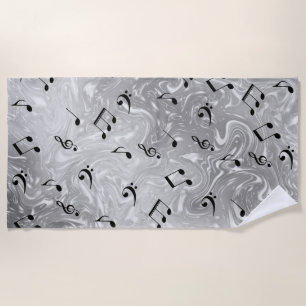 Plage notes de musique noire en argent serviette de plag