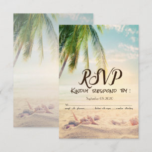 Plage, Palm, Seastar, Coquillage Invitation RSVP