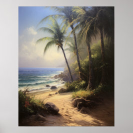 Plage Palm Trees Aquarelle Art Imprimer Poster