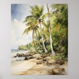 Plage Palm Trees Art Imprimer Affiche de voyage