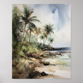 Plage Palm Trees Art Imprimer Affiche de voyage