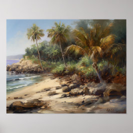 Plage Palm Trees Art Imprimer Affiche de voyage
