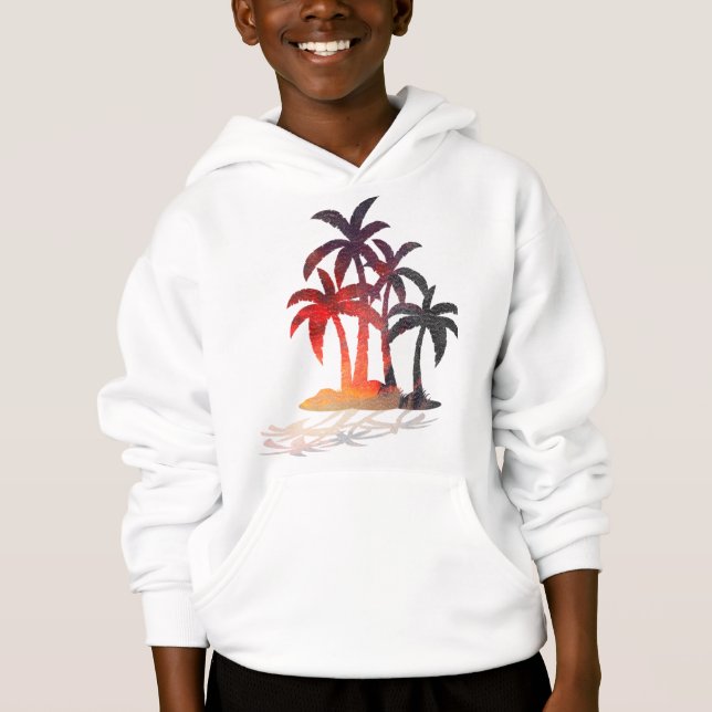 Plage Palm Trees coucher de soleil Sweat - shirt à (Devant)