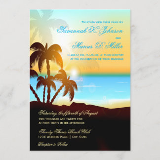 Plage Palm Trees Destination Mariages Invitations