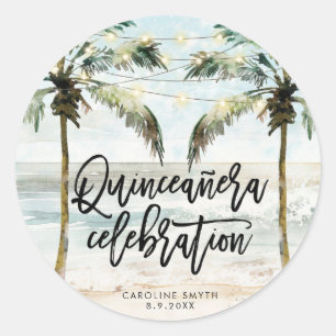 plage palmiers tropicaux quinceanera sticker