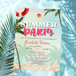 Plage Palms Fête d'été Invitation d'anniversaire