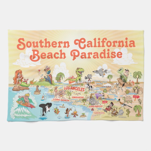 Plage Paradise California Serviette de cuisine (Horizontal)