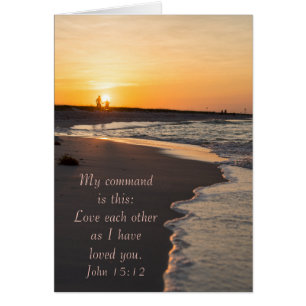 Plage Promenade Couple À Sunrise John 15:12 Carte