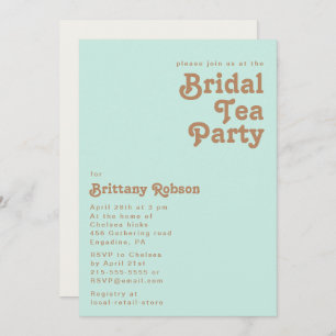 Plage Retro Aqua Bridal Tea Party Invitation