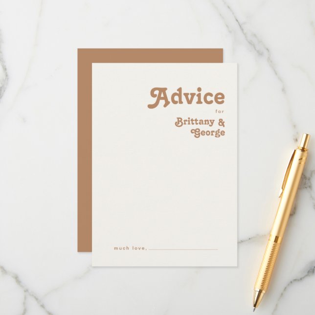 Plage Retro | Carte conseil Mariage Brown (Devant/Arrière en situation)
