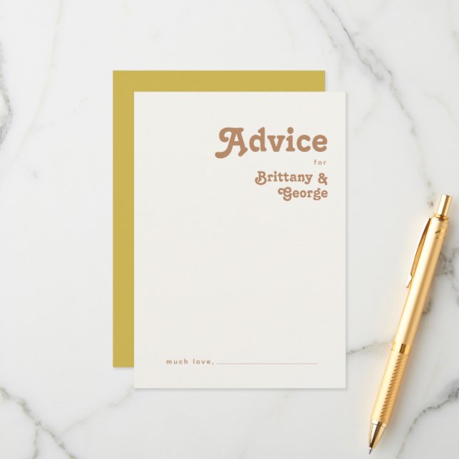 Plage Retro | Carte de conseil Mariage Gold (Devant/Arrière en situation)