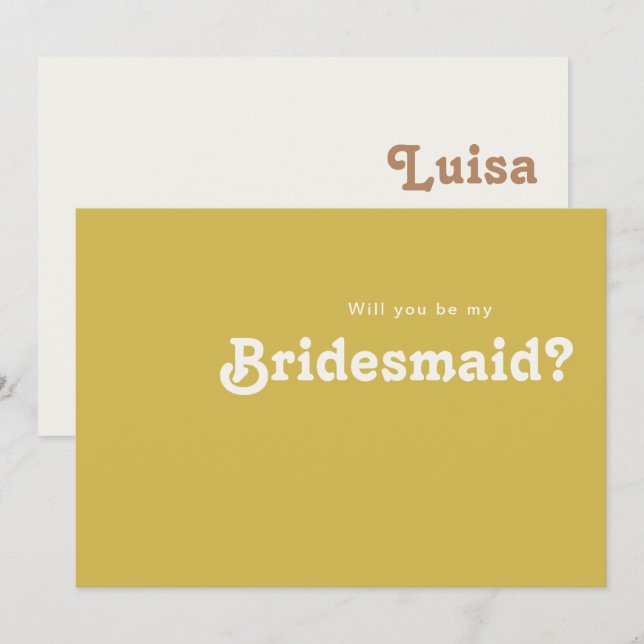 Plage Retro | Carte de proposition Gold Bridesmaid (Devant / Derrière)